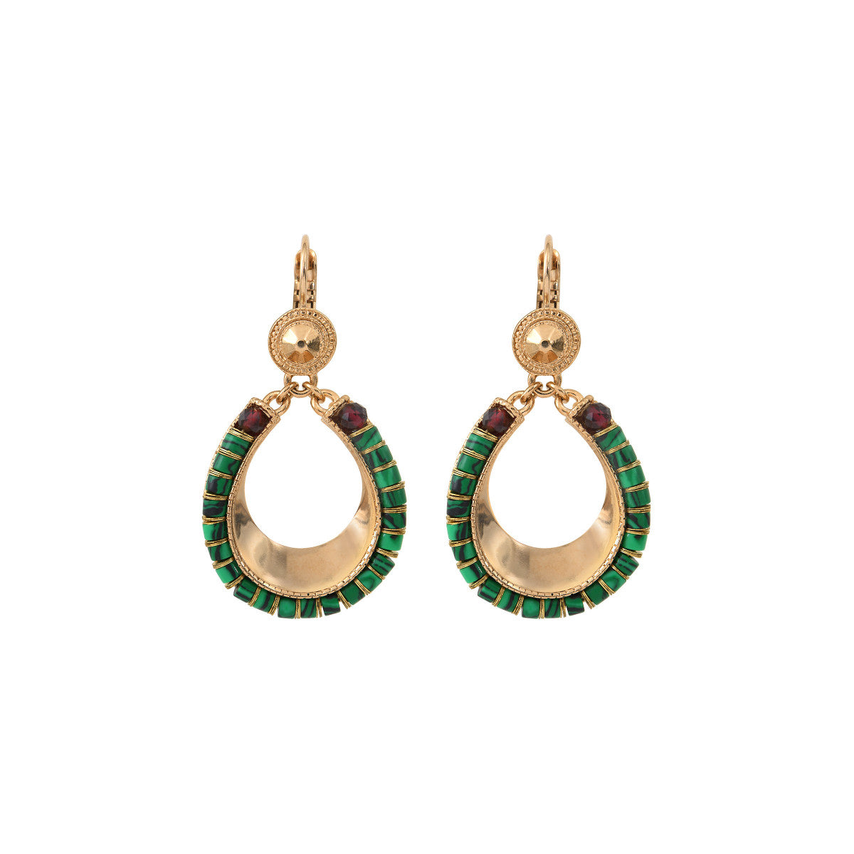 Boucles d'oreilles dormeuses grenat malachite - vert Vert