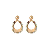 Boucles d'oreilles à tiges percées ethniques grenat nacre - blanc Nacre