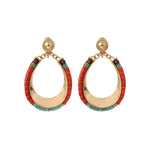 Boucles d'oreilles clips grenat turquoise perles du Japon - rouge Turquoise rouge