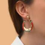 Boucles d'oreilles clips grenat turquoise perles du Japon - rouge Turquoise rouge