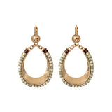 Boucles d'oreilles dormeuses grenat nacre - blanc Nacre