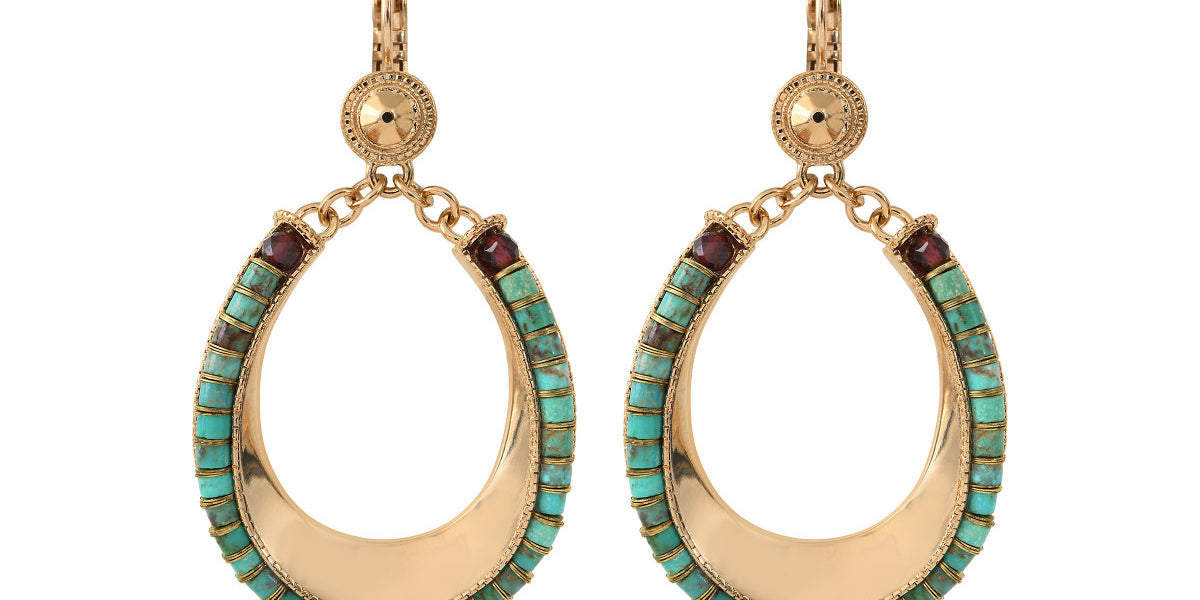Boucles d'oreilles dormeuses grenat turquoise - turquoise Turquoise