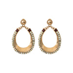 Boucles d'oreilles à tiges percées poétiques grenat nacre - blanc Nacre