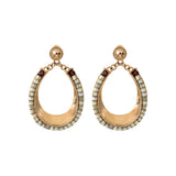 Boucles d'oreilles à tiges percées poétiques grenat nacre - blanc Nacre
