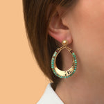 Boucles d'oreilles à tiges percées ethniques grenat turquoise - turquoise Turquoise
