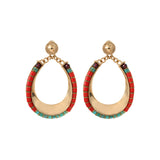 Boucles d'oreilles à tiges percées fantaisie grenat turquoise perles du Japon - rouge Turquoise rouge