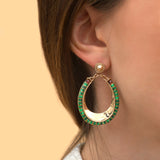 Boucles d'oreilles à tiges percées modernes grenat malachite - vert Vert