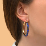 Boucles d'oreilles créoles modernes lapis lazuli grenat - bleu Bleu
