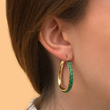 Boucles d'oreilles créoles malachite grenat - vert Vert