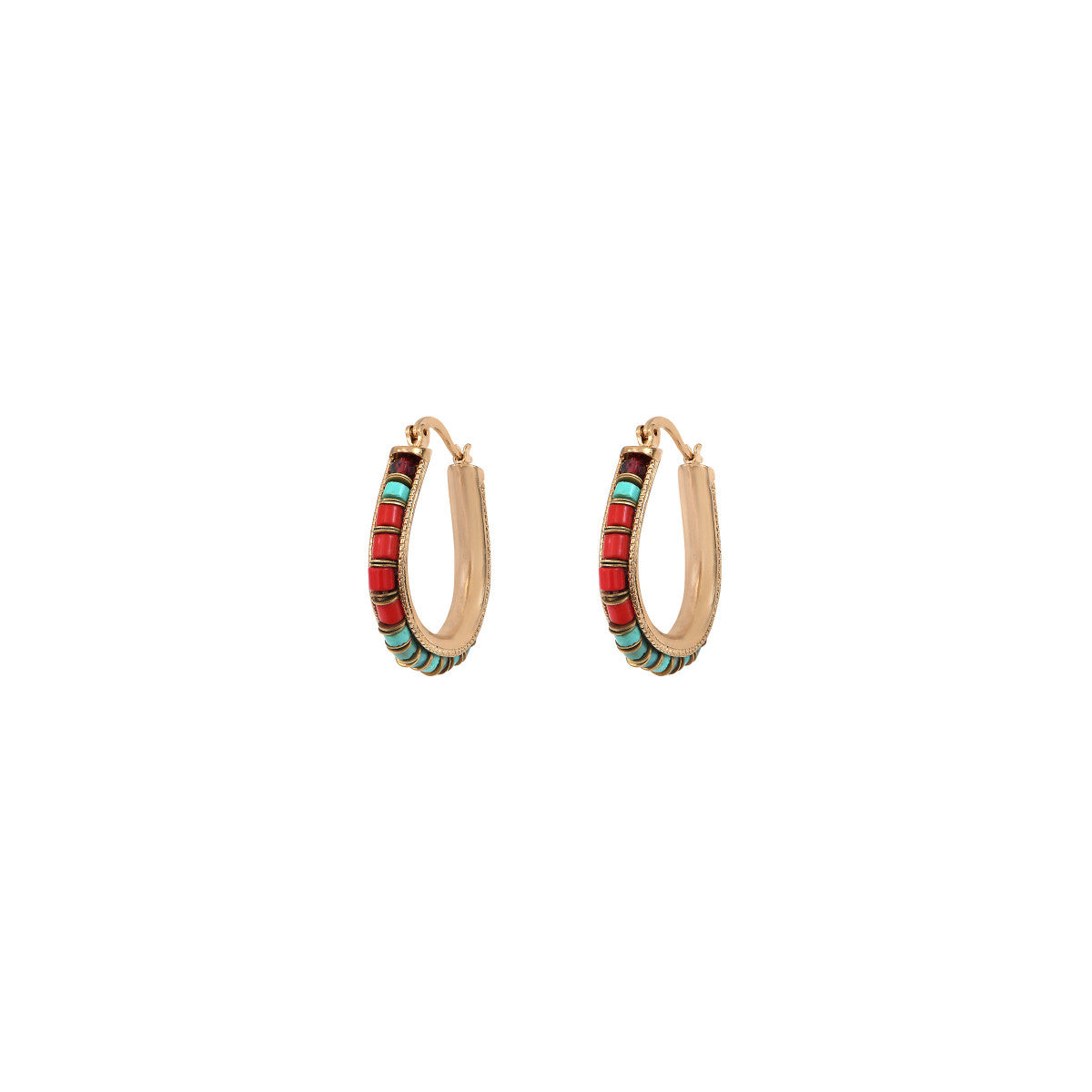Boucles d'oreilles festives perles du Japon turquoise grenat - rouge Turquoise rouge