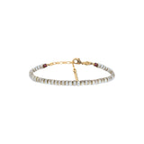 Bracelet fin réglable classique nacre grenat - blanc Nacre