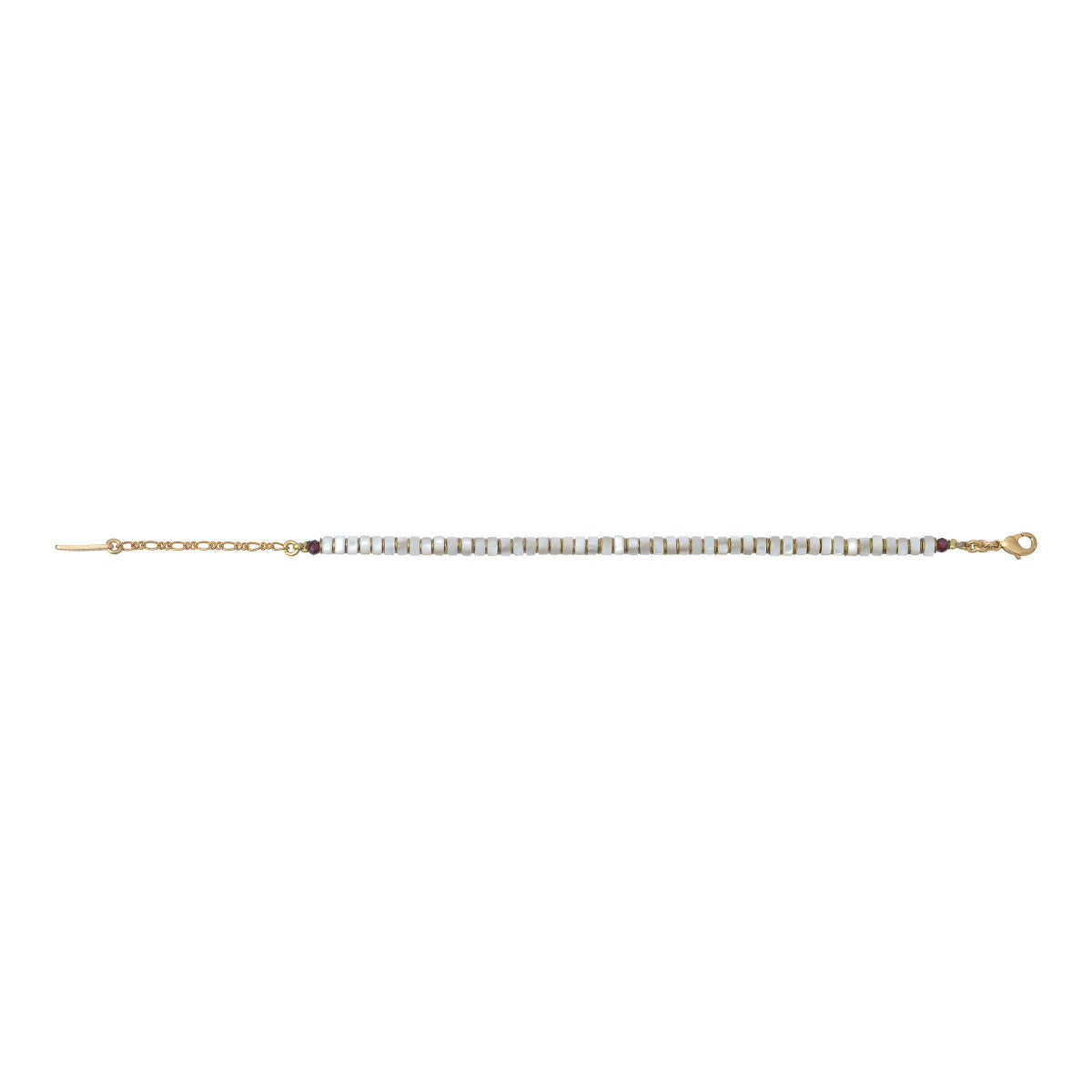 Bracelet fin réglable classique nacre grenat - blanc Nacre