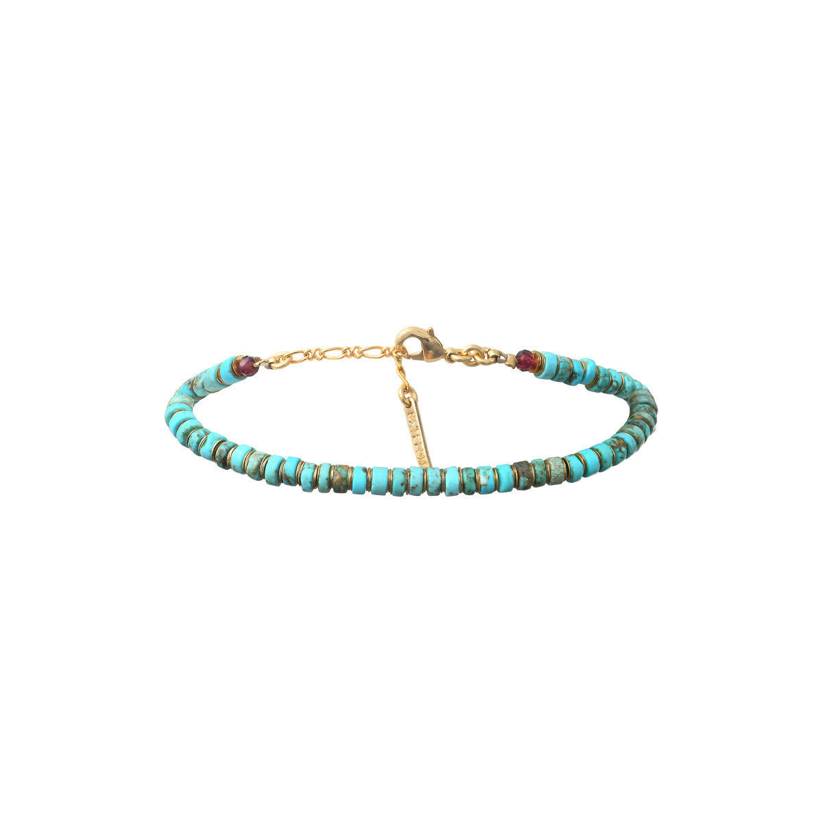 Bracelet fin réglable ethnique chic turquoise grenat - turquoise Turquoise