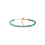 Bracelet fin réglable ethnique chic turquoise grenat - turquoise Turquoise