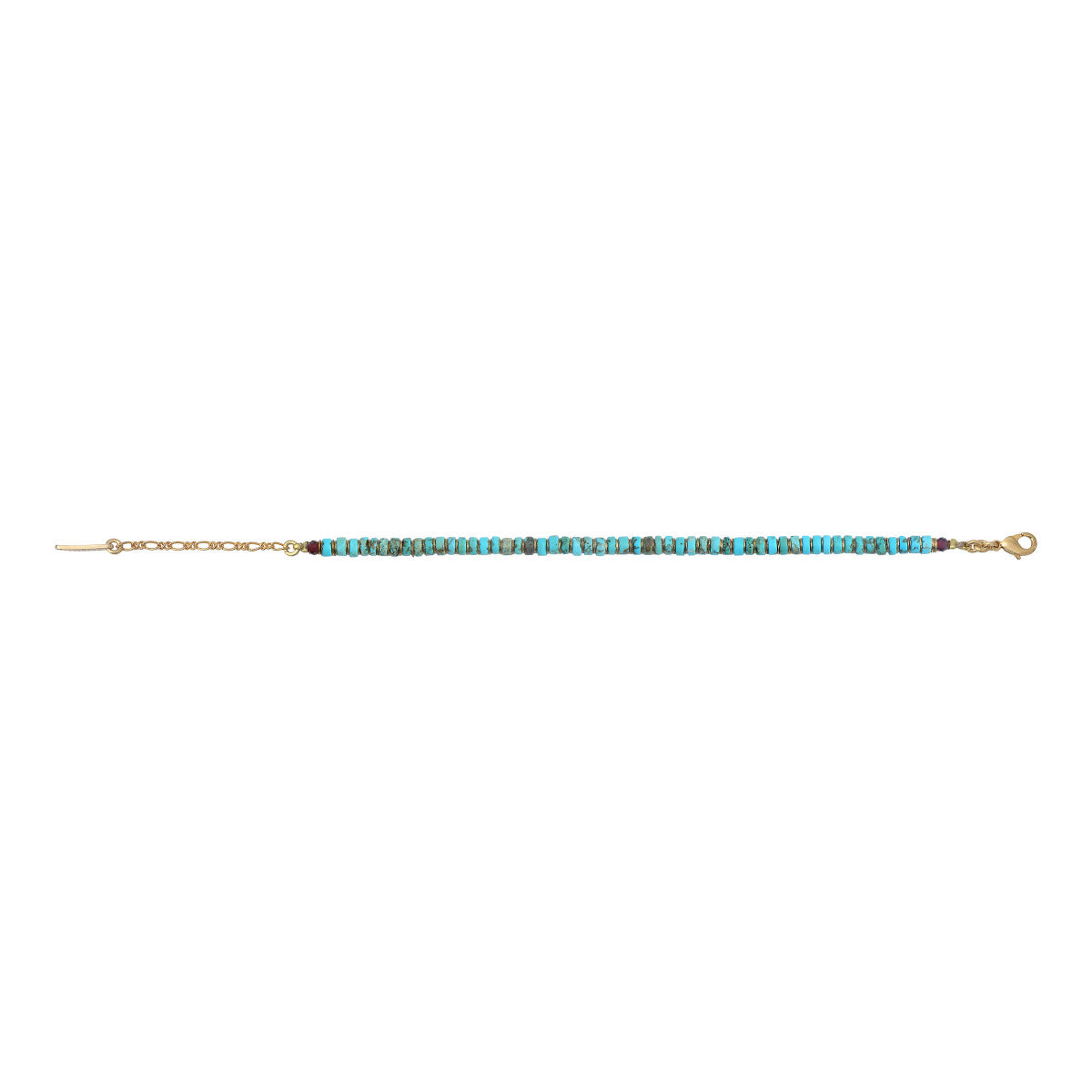 Bracelet fin réglable ethnique chic turquoise grenat - turquoise Turquoise