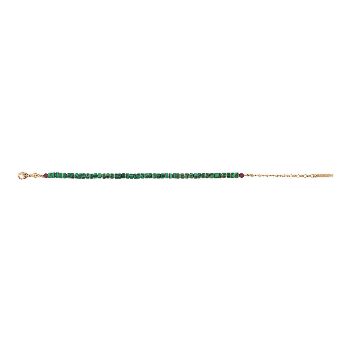 Bracelet fin réglable moderne malachite grenat - vert Vert