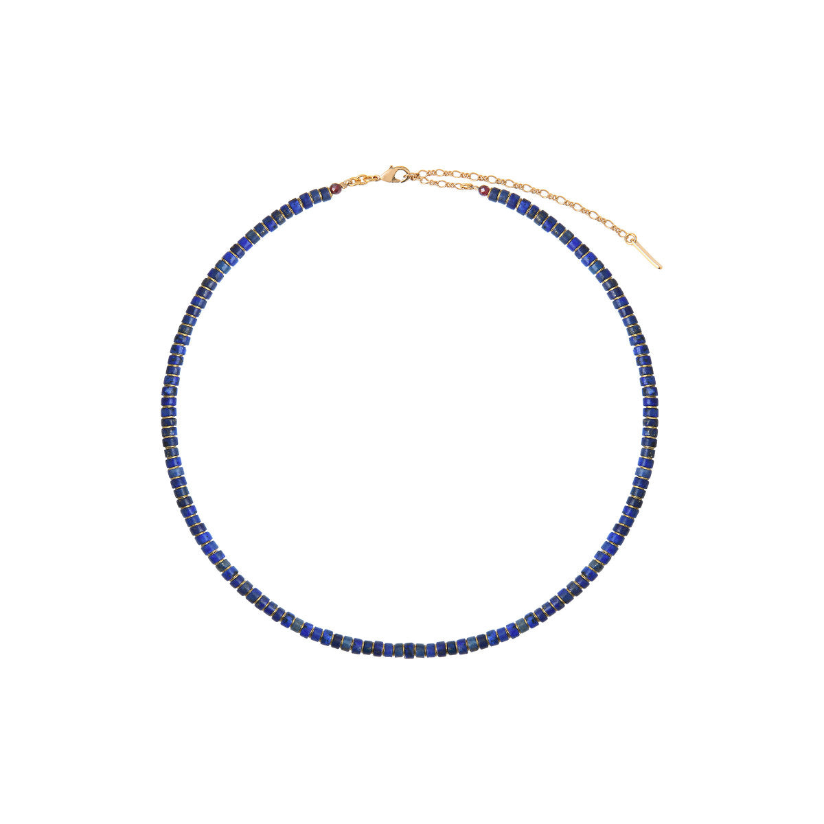 Collier court lapis lazuli grenat - bleu Bleu