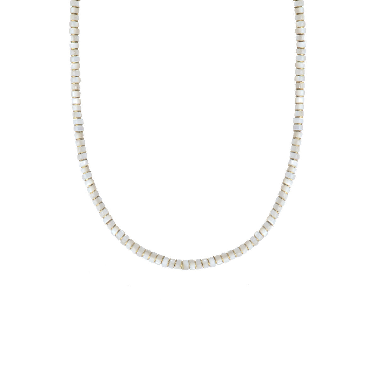 Collier court nacre grenat - blanc Nacre