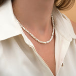 Collier court nacre grenat - blanc Nacre