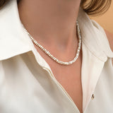Collier court nacre grenat - blanc Nacre