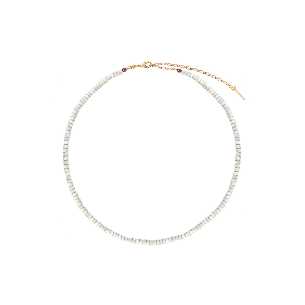 Collier court nacre grenat - blanc Nacre