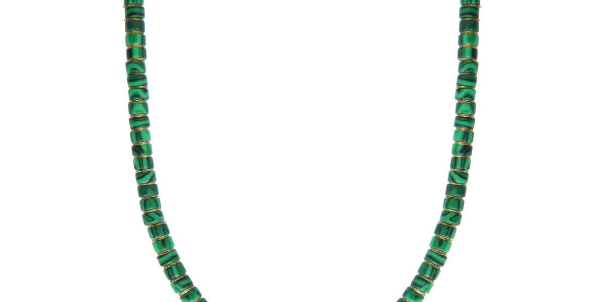 Collier court malachite grenat - vert Vert