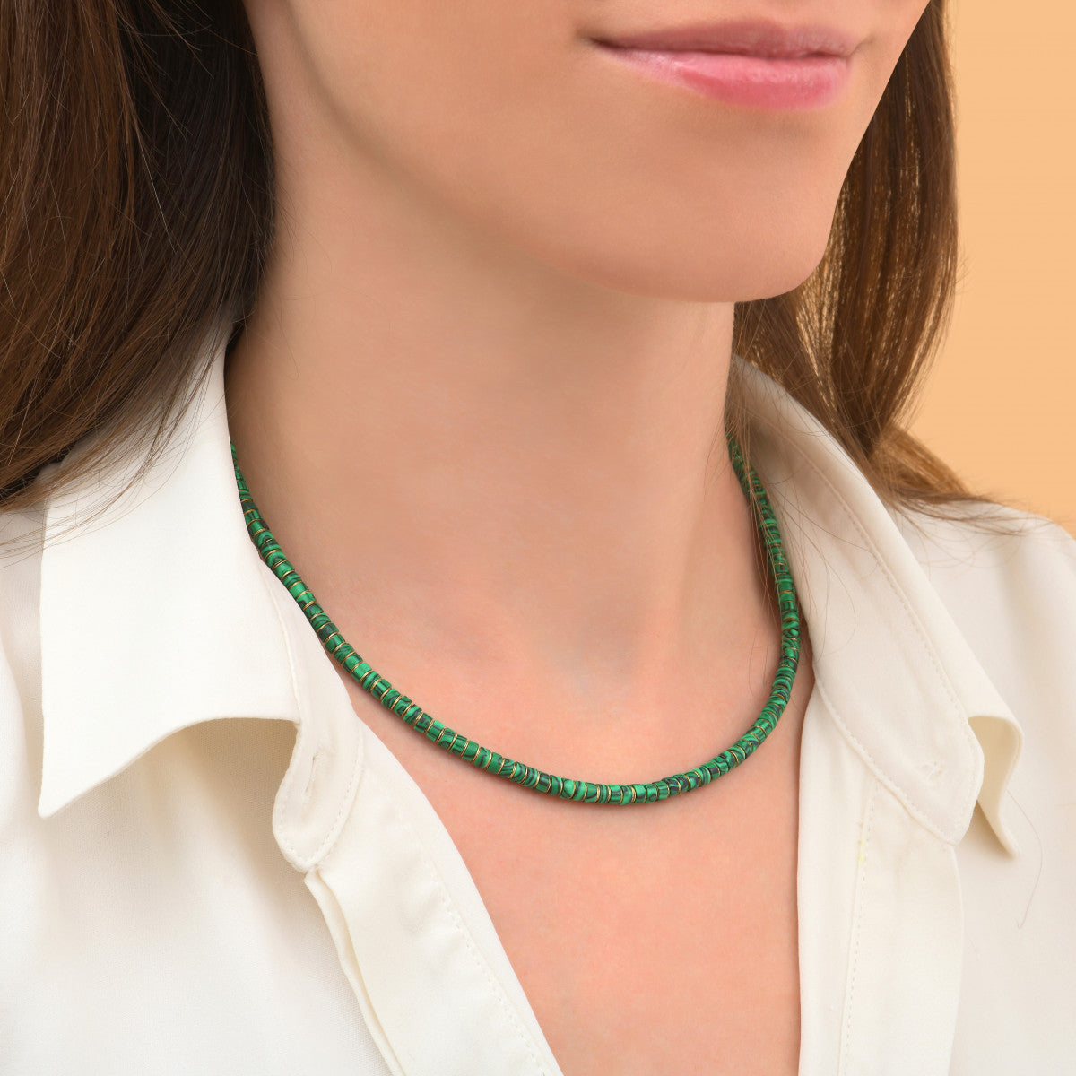 Collier court malachite grenat - vert Vert
