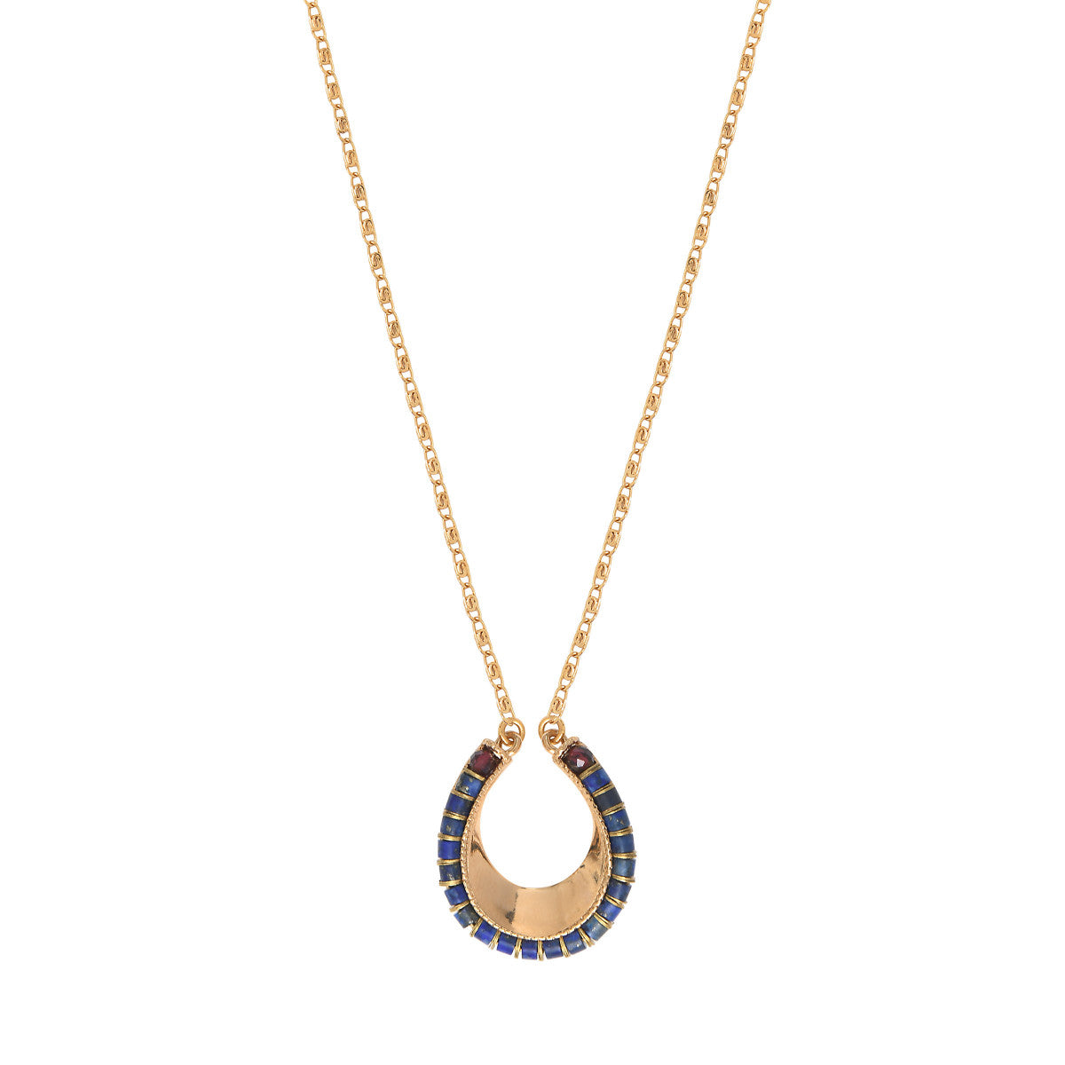 Collier pendentif lapis lazuli grenat - bleu Bleu