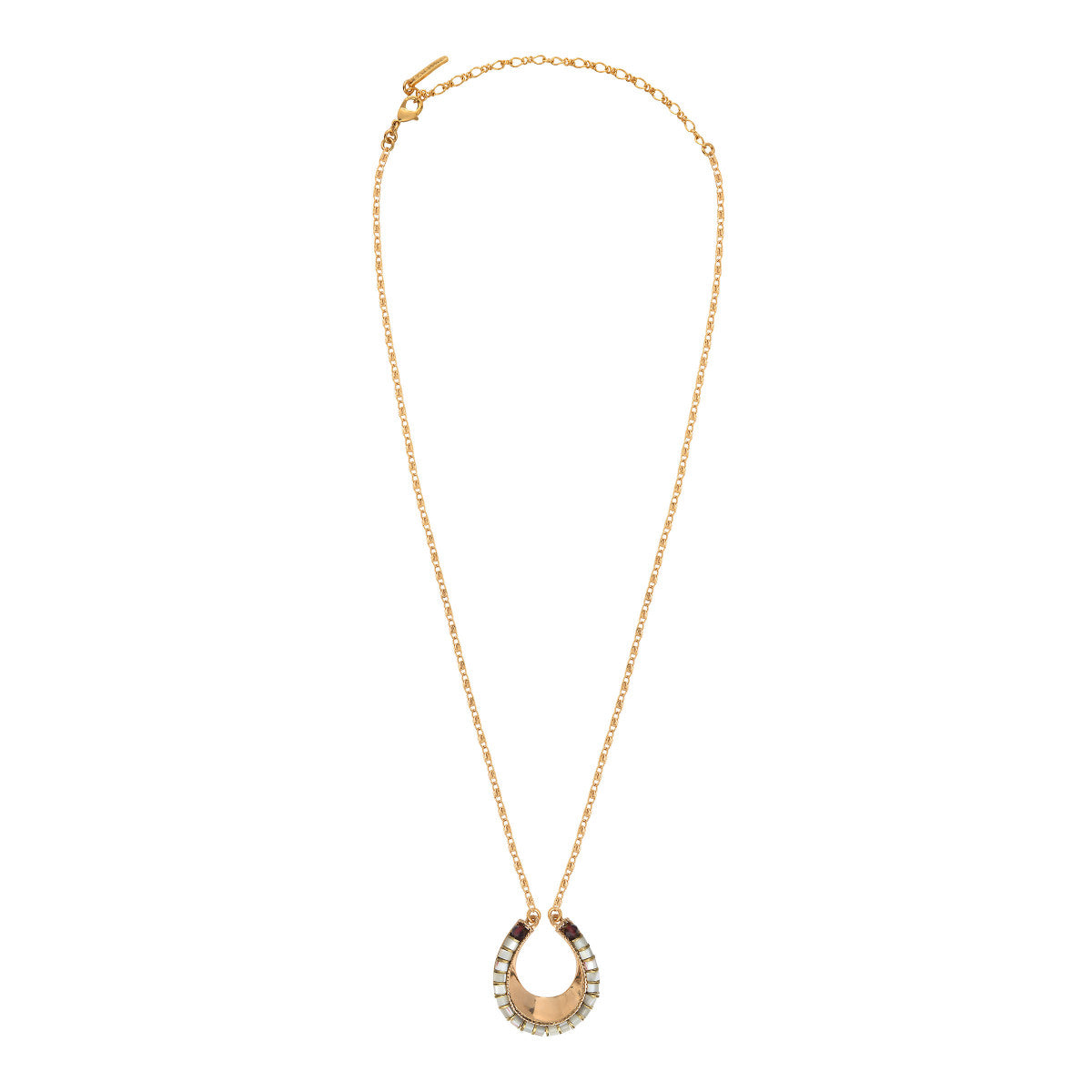Collier pendentif nacre grenat - blanc Nacre