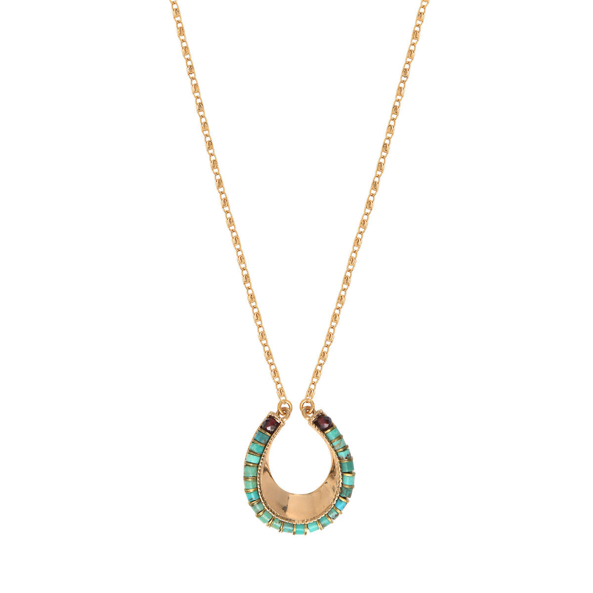 Collier pendentif turquoise grenat - turquoise Turquoise
