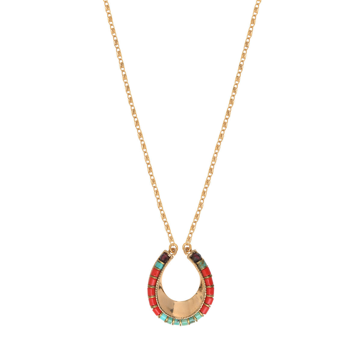 Collier pendentif turquoise perles du Japon - rouge Turquoise rouge