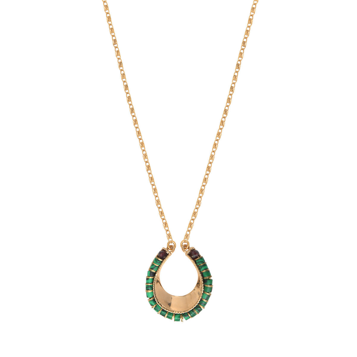 Collier pendentif malachite grenat - vert Vert