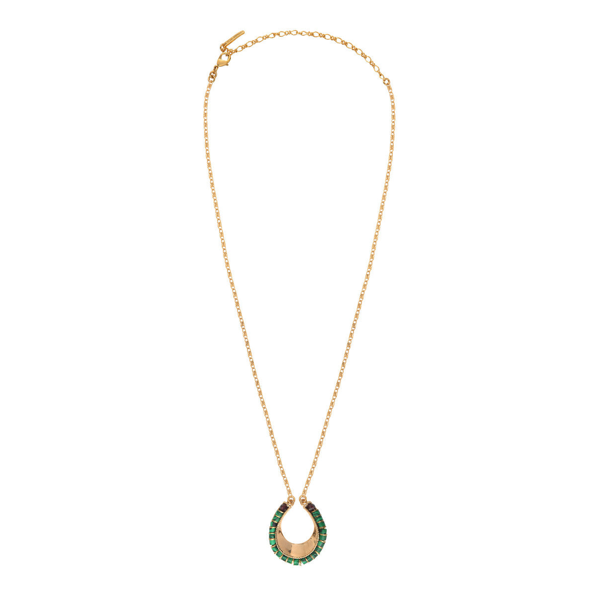 Collier pendentif malachite grenat - vert Vert