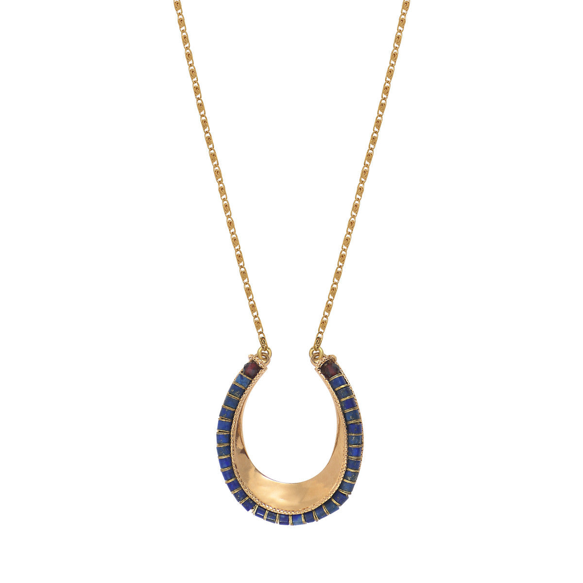 Collier sautoir lapis lazuli grenat - bleu Bleu
