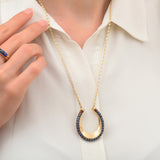 Collier sautoir lapis lazuli grenat - bleu Bleu