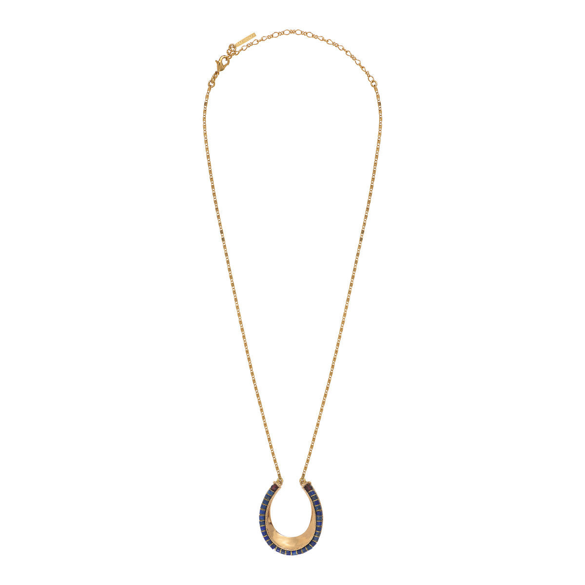 Collier sautoir lapis lazuli grenat - bleu Bleu