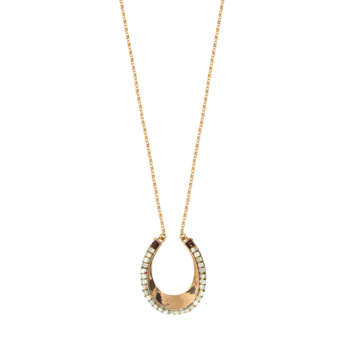 Collier sautoir nacre grenat - blanc Nacre