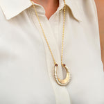 Collier sautoir nacre grenat - blanc Nacre