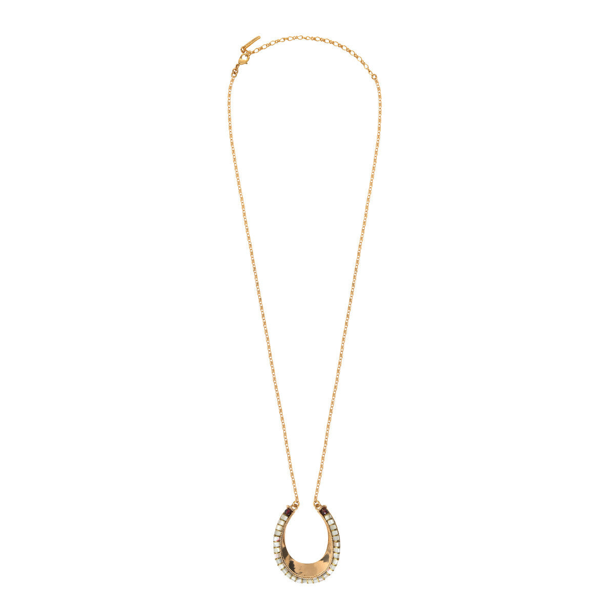 Collier sautoir nacre grenat - blanc Nacre