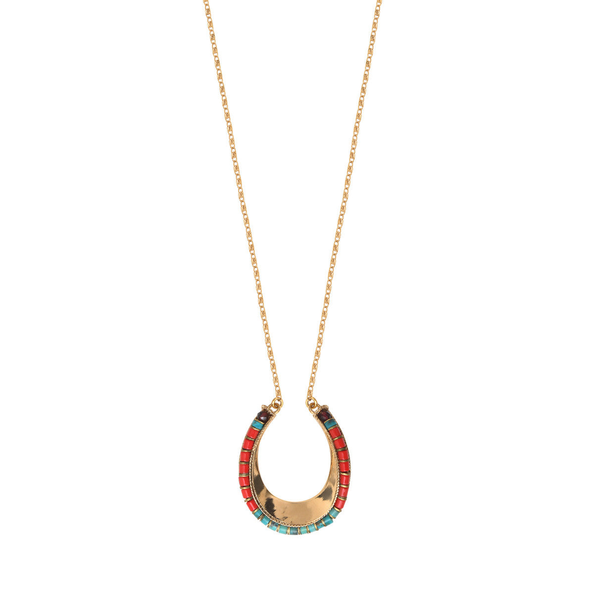 Collier sautoir turquoise perles du Japon - rouge Turquoise rouge