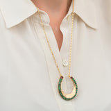 Collier sautoir malachite grenat - vert Vert