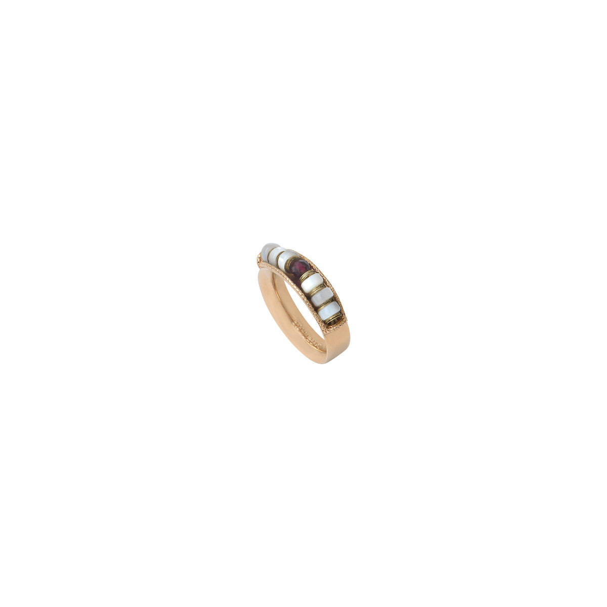 Bague médium poétique nacre grenat - blanc Nacre