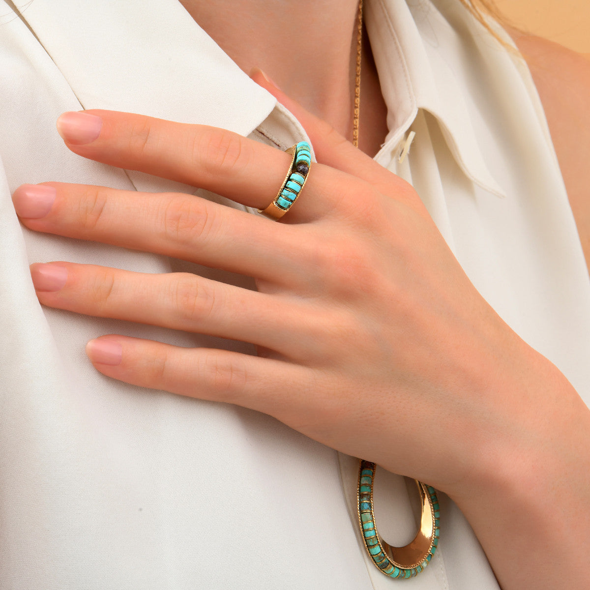 Bague médium féminine turquoise grenat - turquoise Turquoise