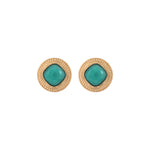 Boucles d'oreilles clips ethniques cabochon - turquoise Bleu