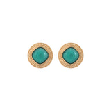 Boucles d'oreilles clips ethniques cabochon - turquoise Bleu