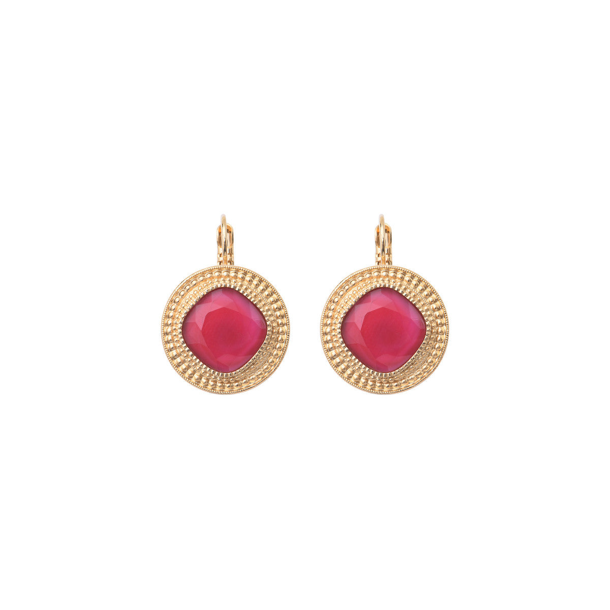 Boucles d'oreilles dormeuses modernes cabochon - rose Bleu
