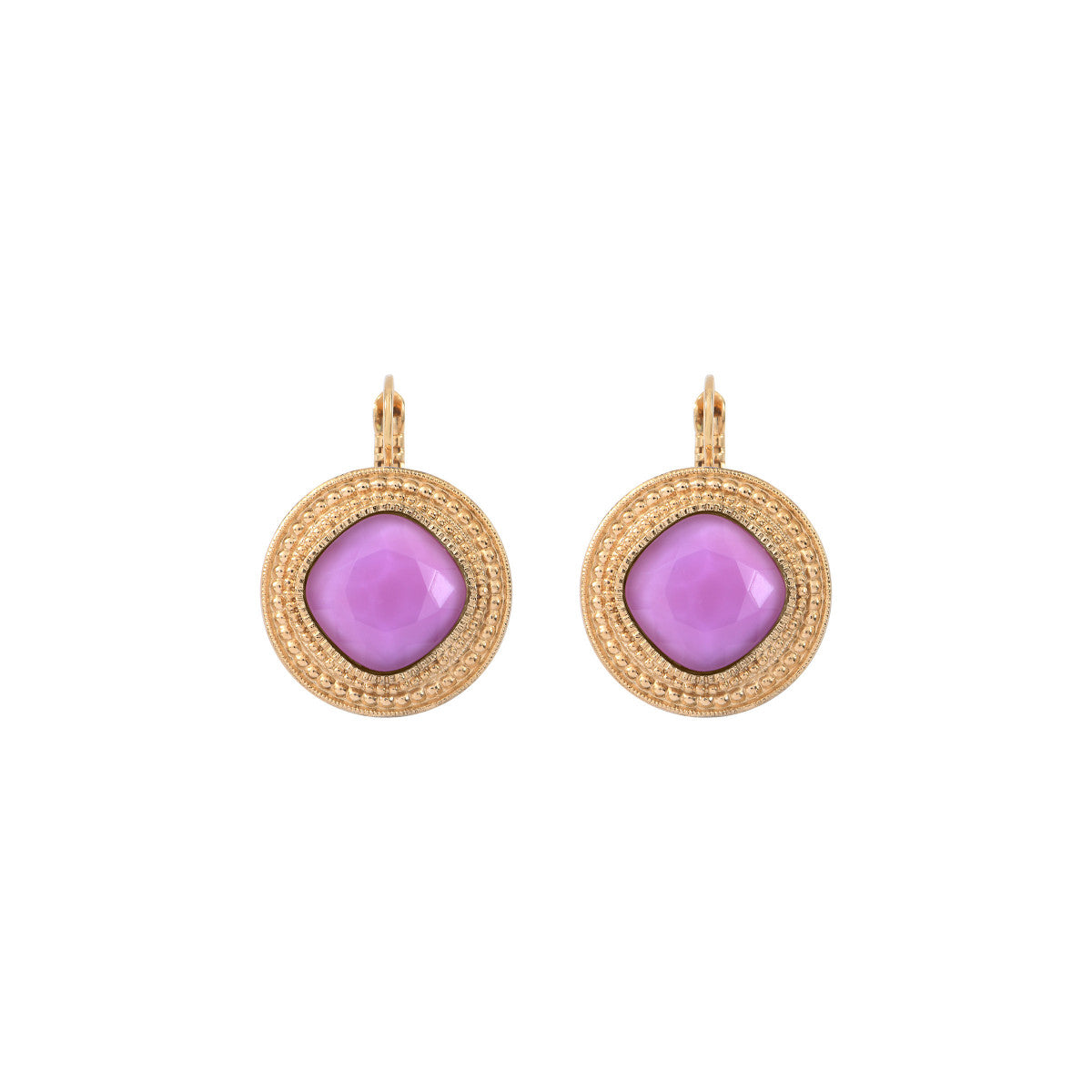 Boucles d'oreilles dormeuses fantaisie cabochon - violet Rouge