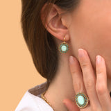 Boucles d'oreilles dormeuses délicates cristaux prestige - bleu Bleu