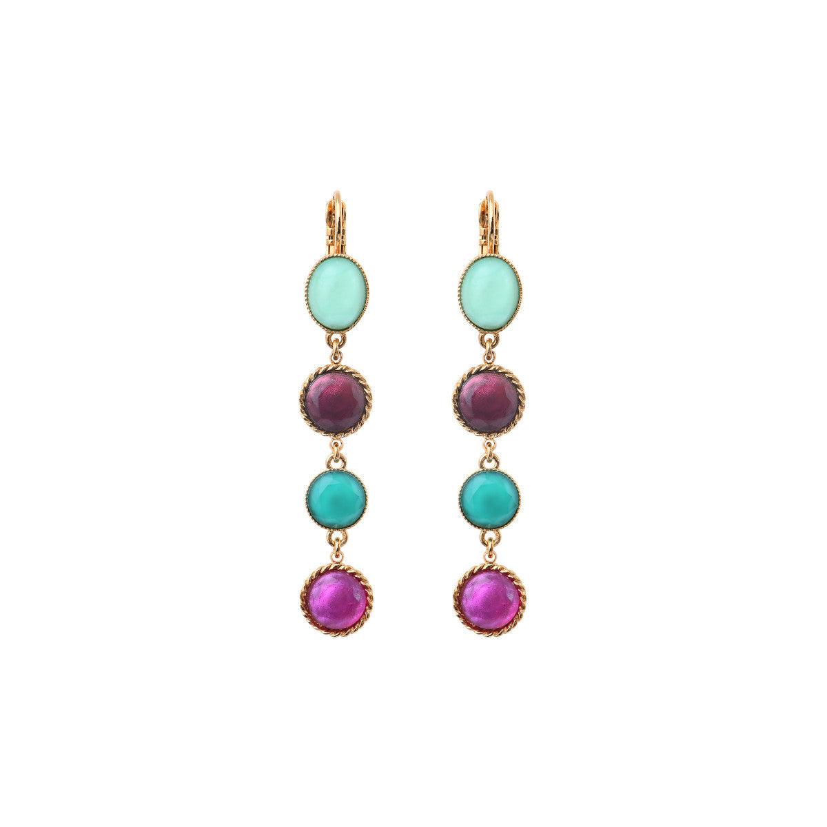 Boucles d'oreilles graphiques cabochons colorés - bleu Bleu