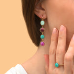 Boucles d'oreilles graphiques cabochons colorés - bleu Bleu